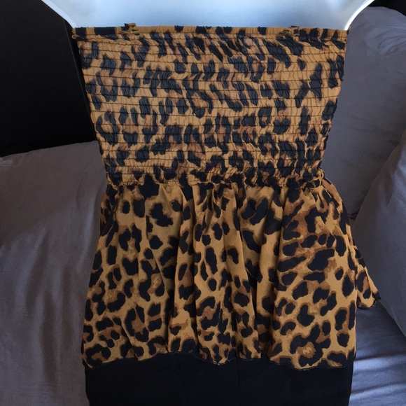 🎁GIFTED🎁 ENLIN Leopard Black Strapless Dress - Picture 4 of 8